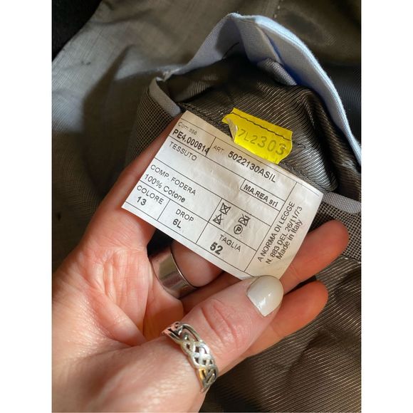 Posillipo 1930 Sartoria Made in Napoli Single-Breasted Checkered Coat Gray Custo - Picture 11 of 16